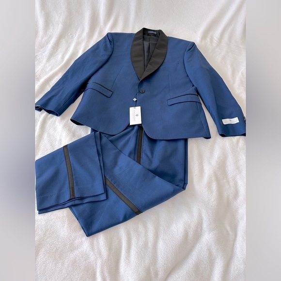 Ryan Seacrest Slim-Fit Stretch Cobalt Blue Tuxedo Set Size 44S, Pants 36Wx30L - Picture 1 of 16